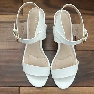 Kelly & Katie White wood heels